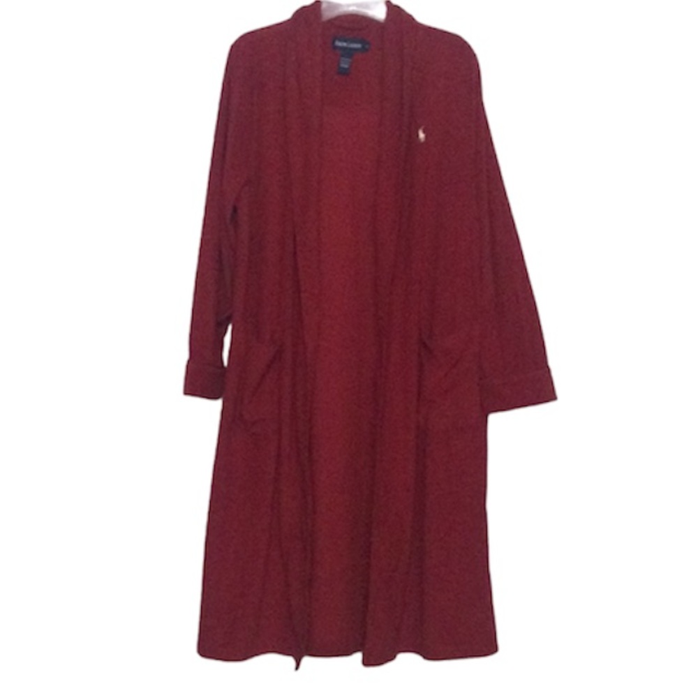 🌞 Ralph Lauren vintage plush warm leisurewear robe maroon pockets  (no belt) S